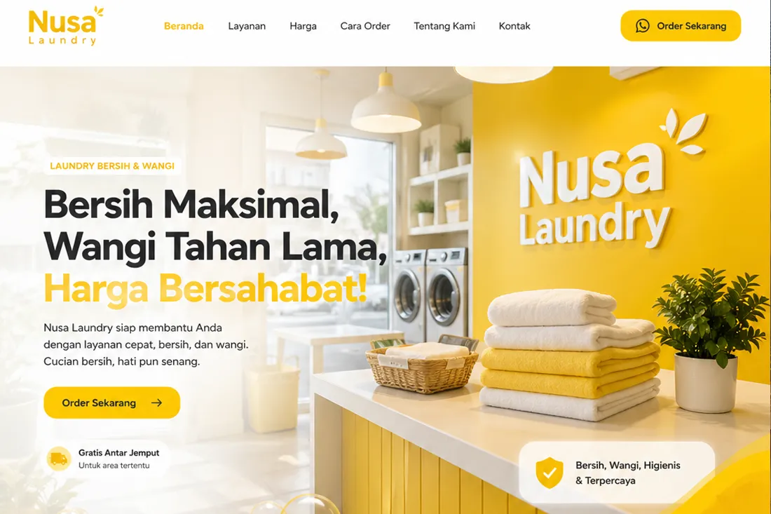 Preview template Usaha Laundry