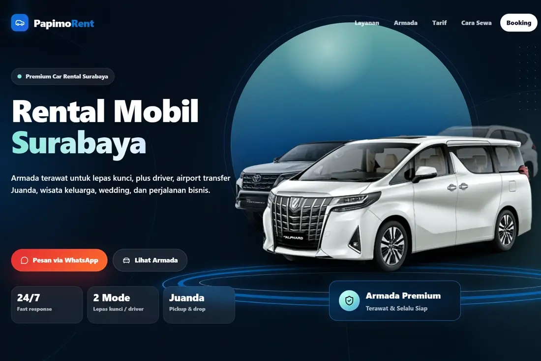 Preview template rental mobil