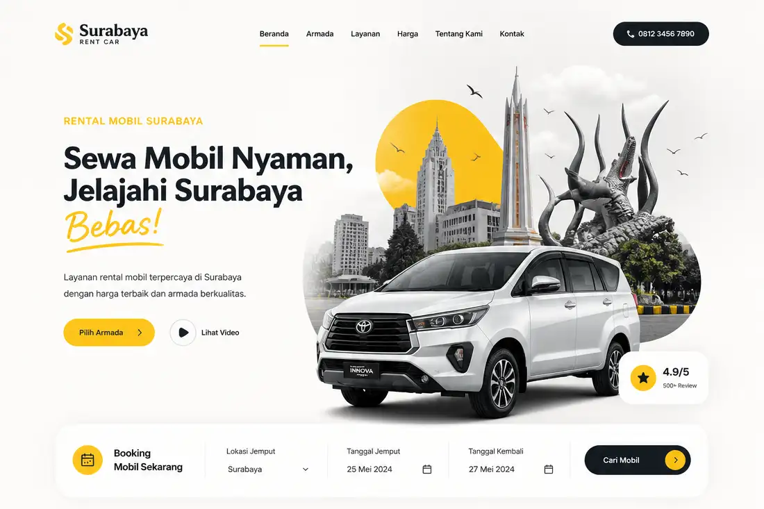 Preview template rental mobil